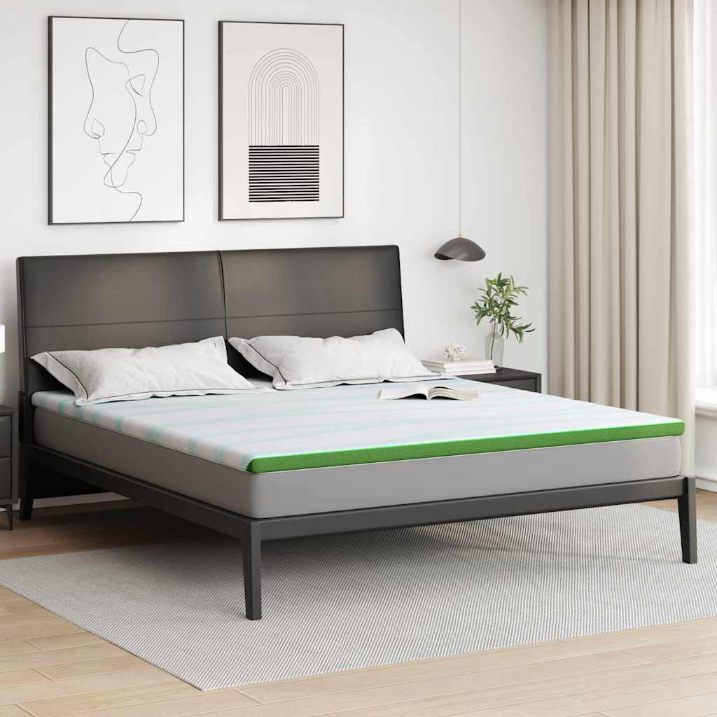 Nadmadrac Bijela i zelena 200 x 200 cm Jakard tkanina