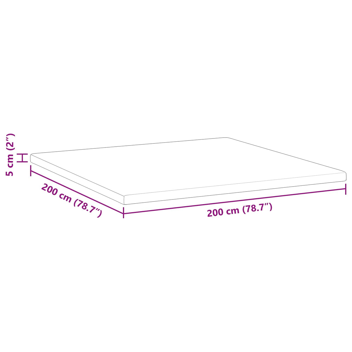Nadmadrac Bijelo 200 x 200 x 5 cm Jakard tkanina