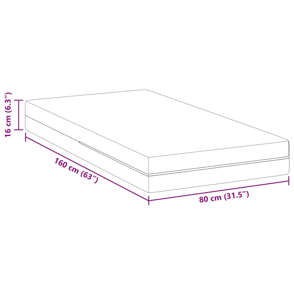 Madrac Srednje tvrdo 80 x 160 cm Bijelo