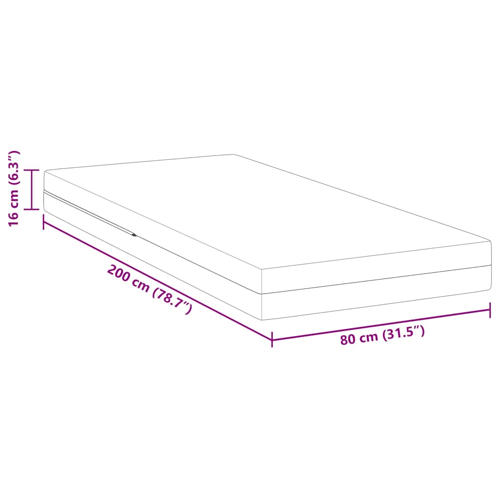 Madrac Srednje tvrdo 80 x 200 cm Bijelo