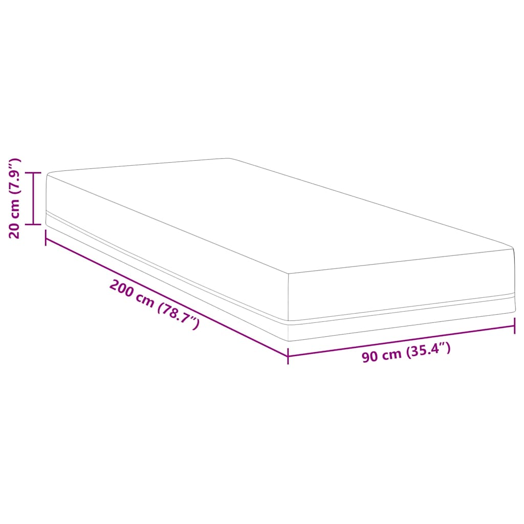 Madrac Bijela i Plava 90 x 200 cm Žakar tkanina
