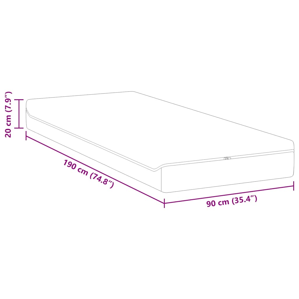 Madrac Bijela i siva 90 x 190 cm Žakar tkanina