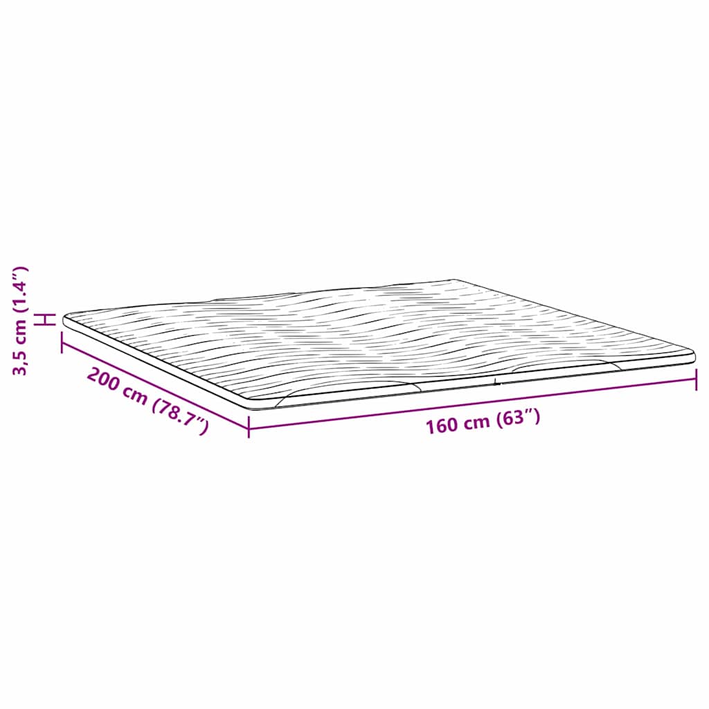 Nadmadrac Bijelo 160 x 200 cm Pleteno platno