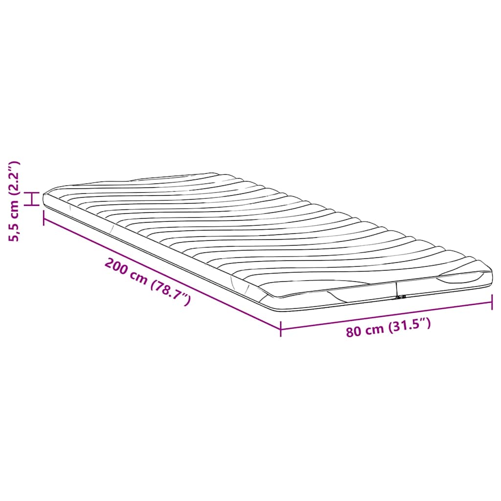 Nadmadrac Bijelo 80 x 200 cm Pleteno platno
