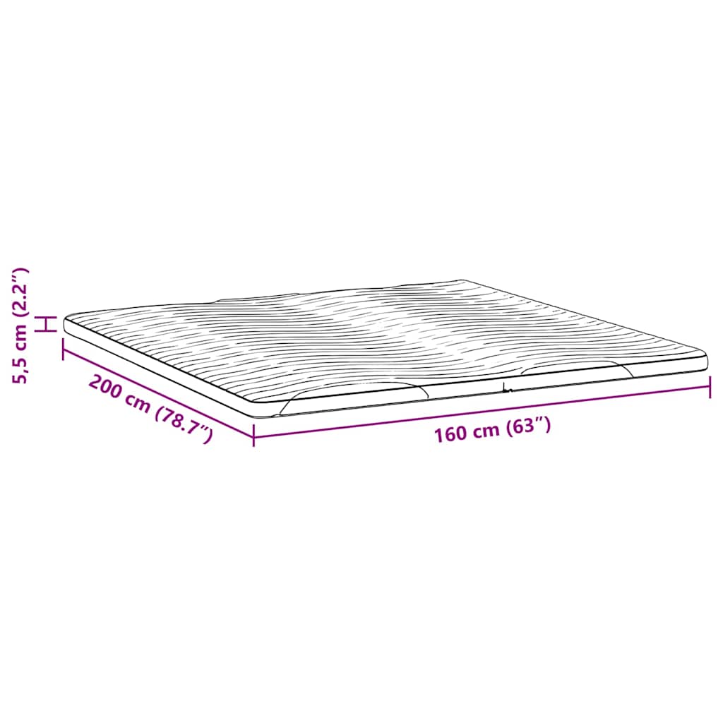 Nadmadrac Bijelo 160 x 200 cm Pleteno platno