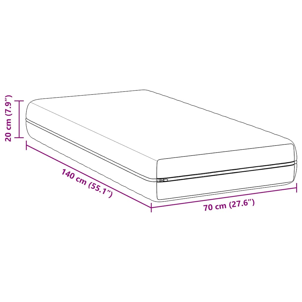 Madrac Bijeli 70 x 140 cm Pocket opruga