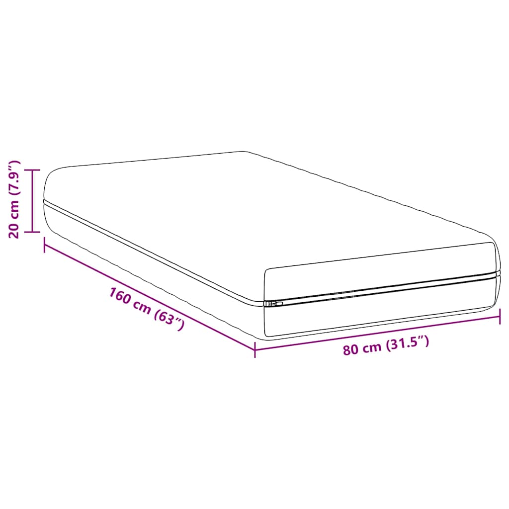 Madrac Bijeli 80 x 160 cm Pocket opruga