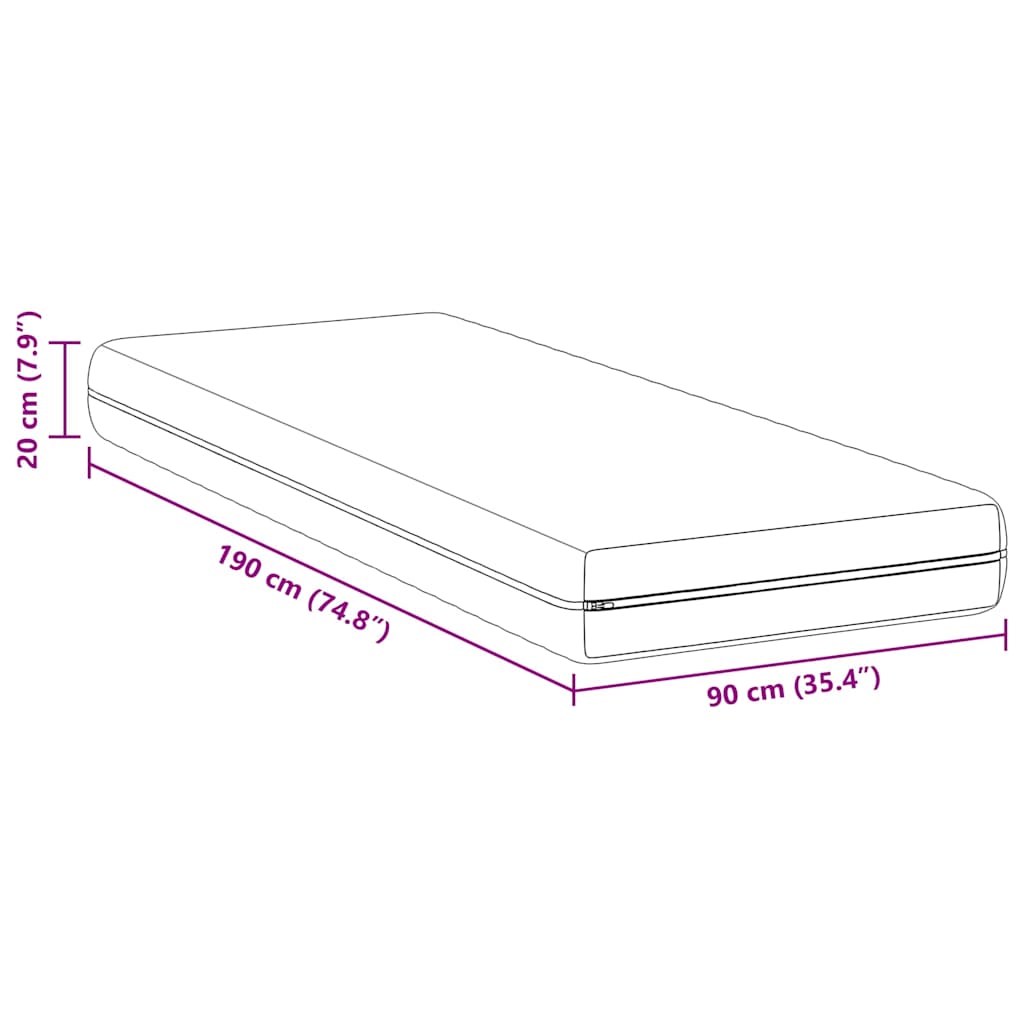 Madrac Bijeli 90 x 190 cm Pocket opruga