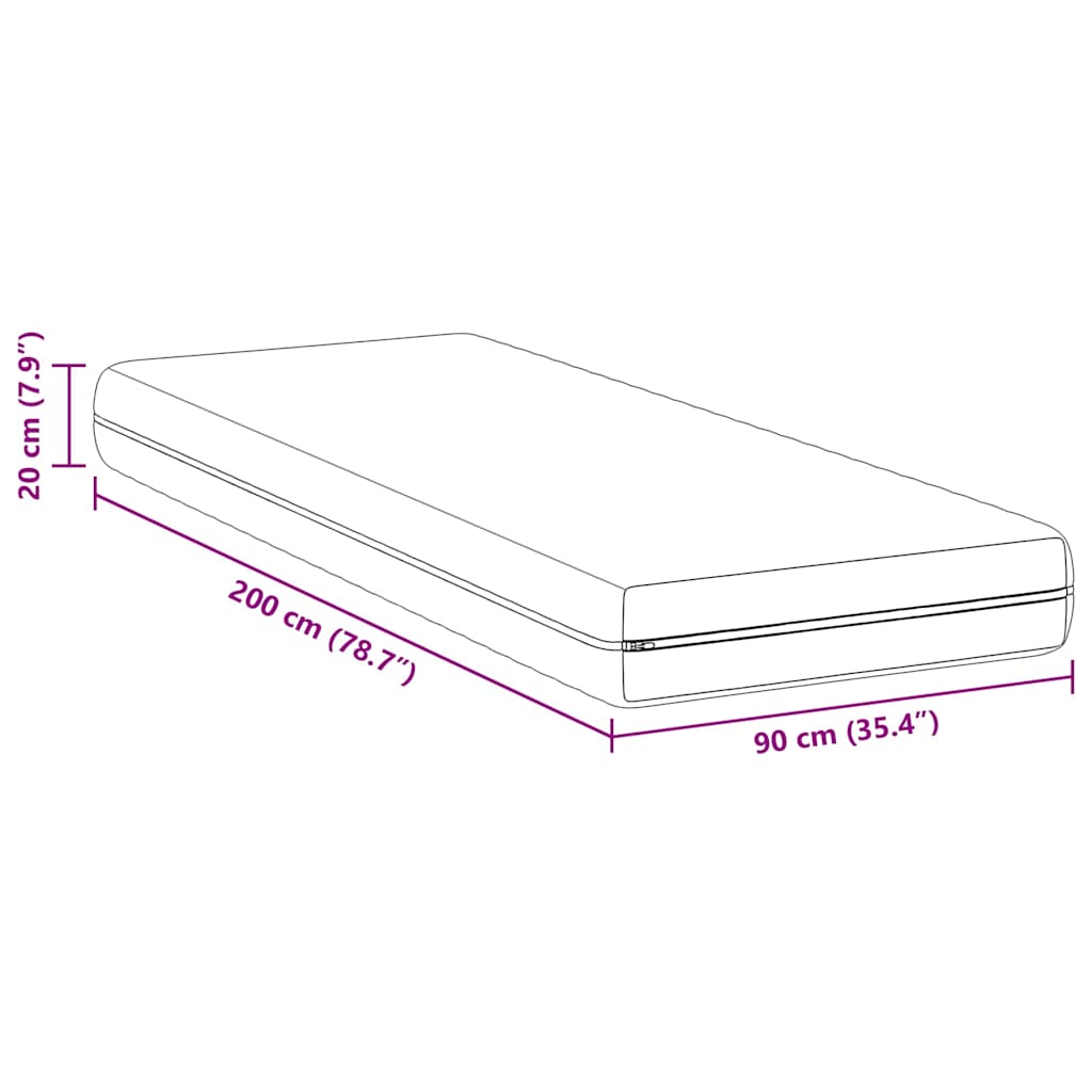 Madrac Bijeli 90 x 200 cm Pocket opruga