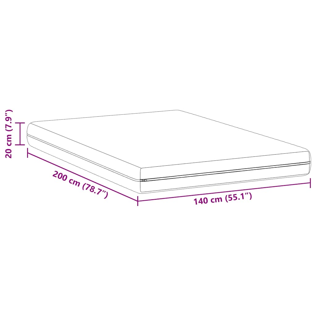Madrac Bijeli 140 x 200 cm Pocket opruga