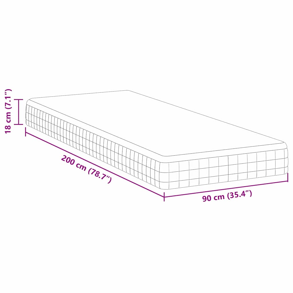 Madrac Bijela i siva 90 x 200 cm Bonell opruga
