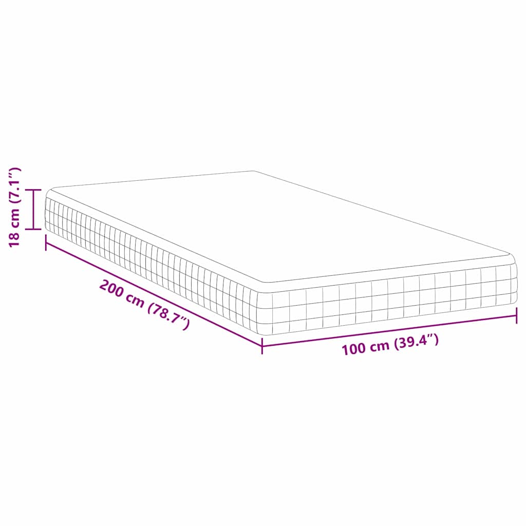 Madrac Bijela i siva 100 x 200 cm Bonell opruga
