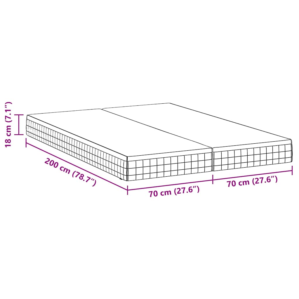 Madrac 2 pcs Bijela i siva 70 x 200 cm Bonell opruga