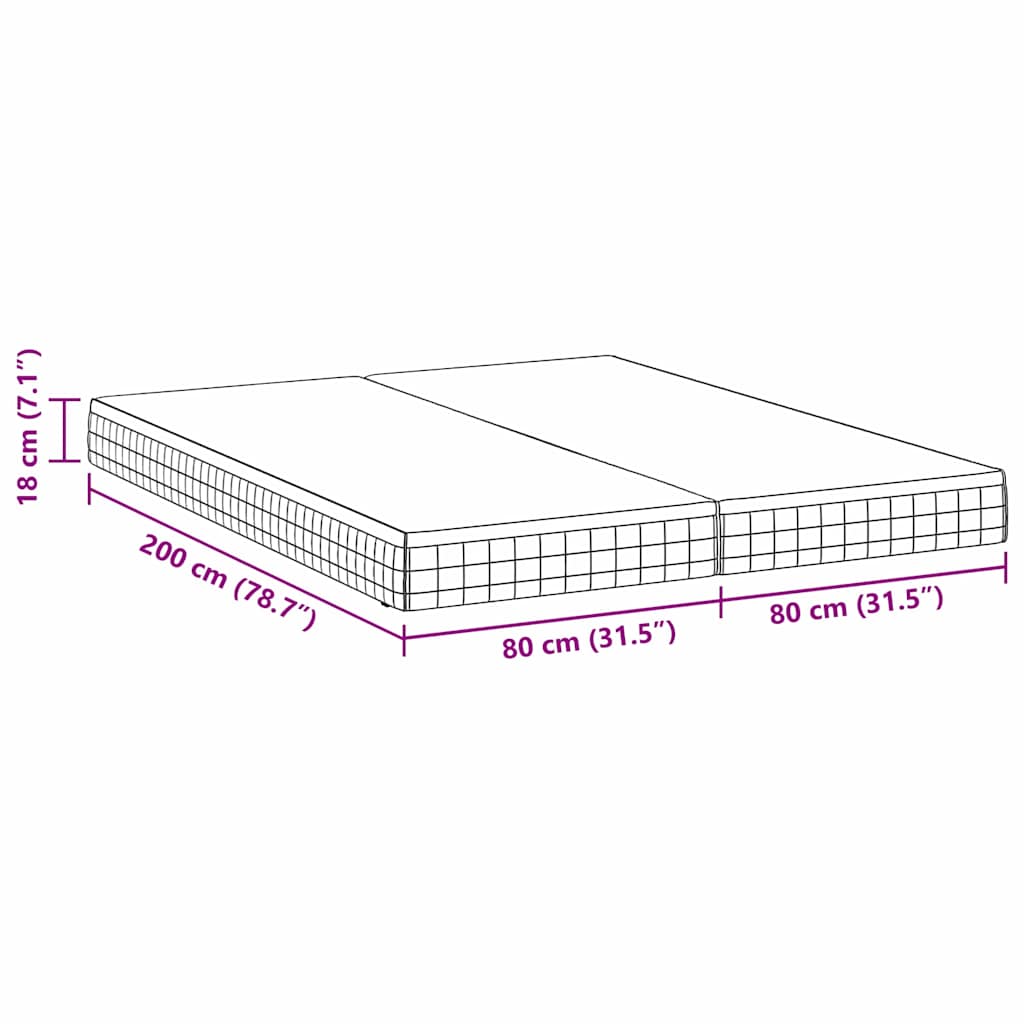 Madrac 2 pcs Bijela i siva 80 x 200 cm Bonell opruga