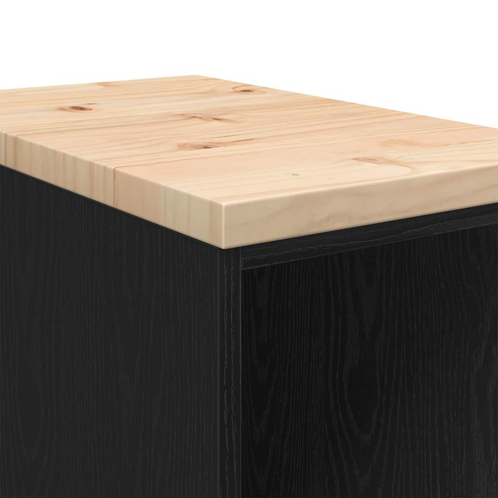 Garažni ormar za odlaganje crni 30x51x85 cm masivne borovine
