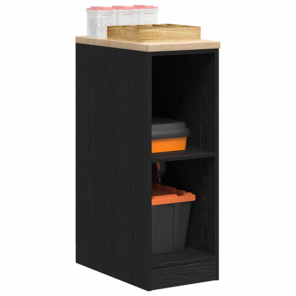 Garažni ormar za odlaganje crni 30x51x85 cm masivne borovine