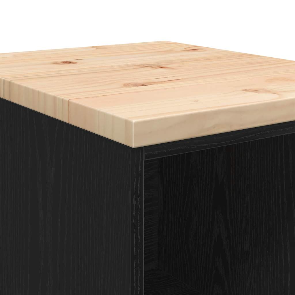 Garažni ormar za odlaganje crni 40x51x85 cm masivne borovine