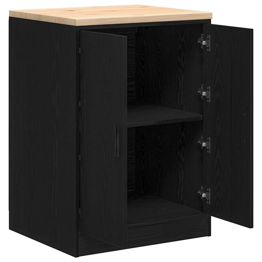 Garažni ormar za odlaganje crni 60x51x85 cm masivne borovine