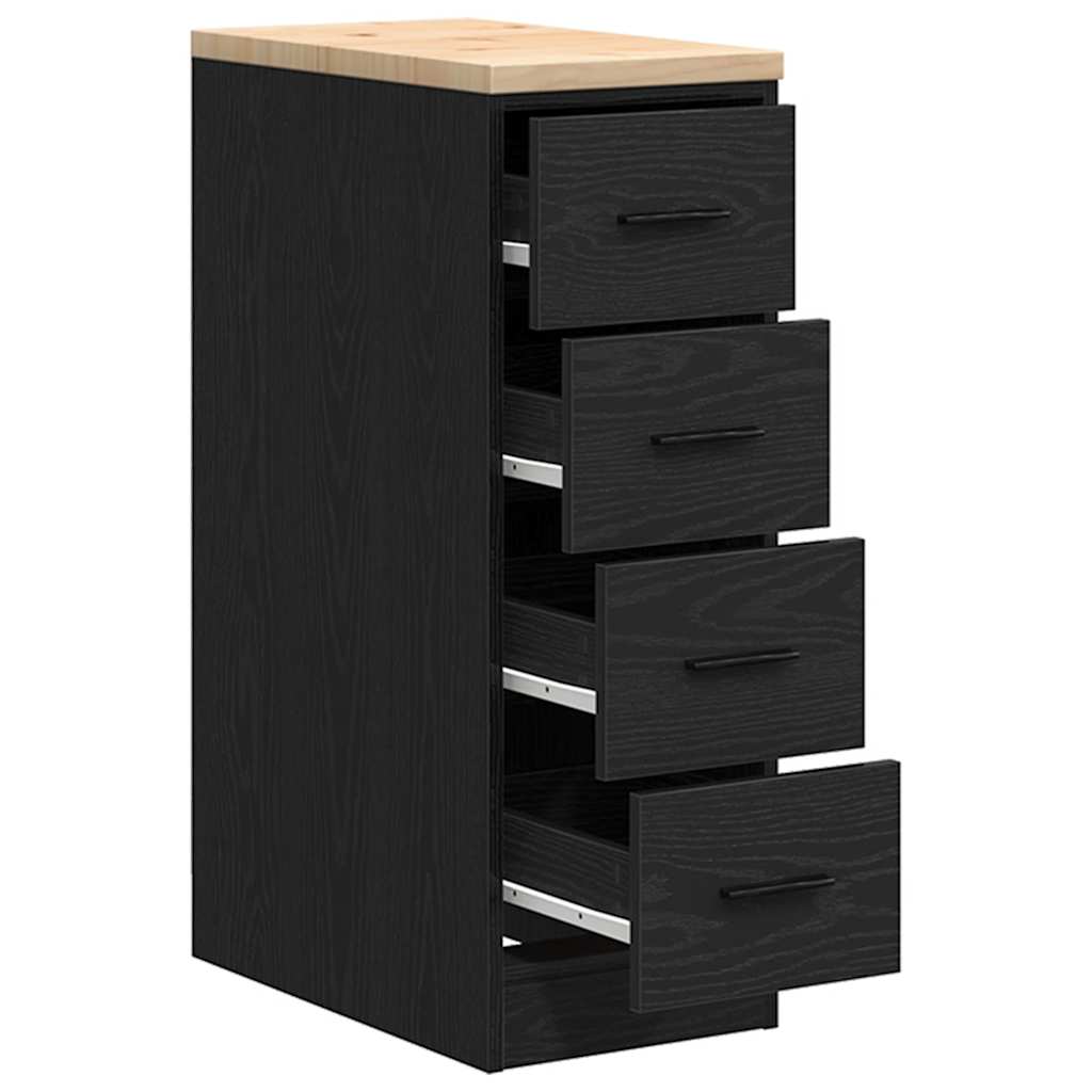 Garažni ormar za odlaganje crni 30x51x85 cm masivne borovine