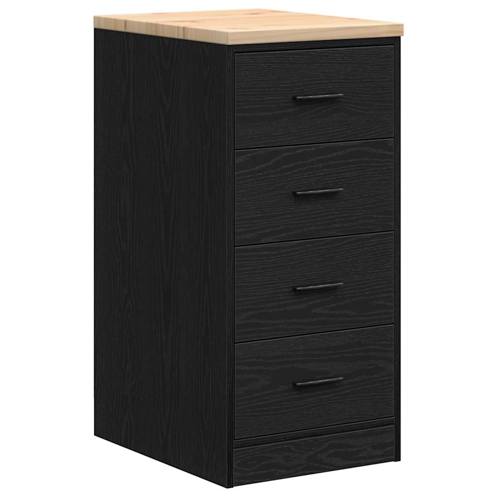 Garažni ormar za odlaganje crni 40x51x85 cm masivne borovine