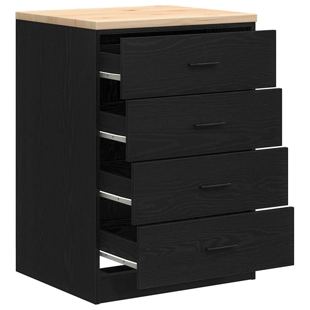 Garažni ormar za odlaganje crni 60x51x85 cm masivne borovine