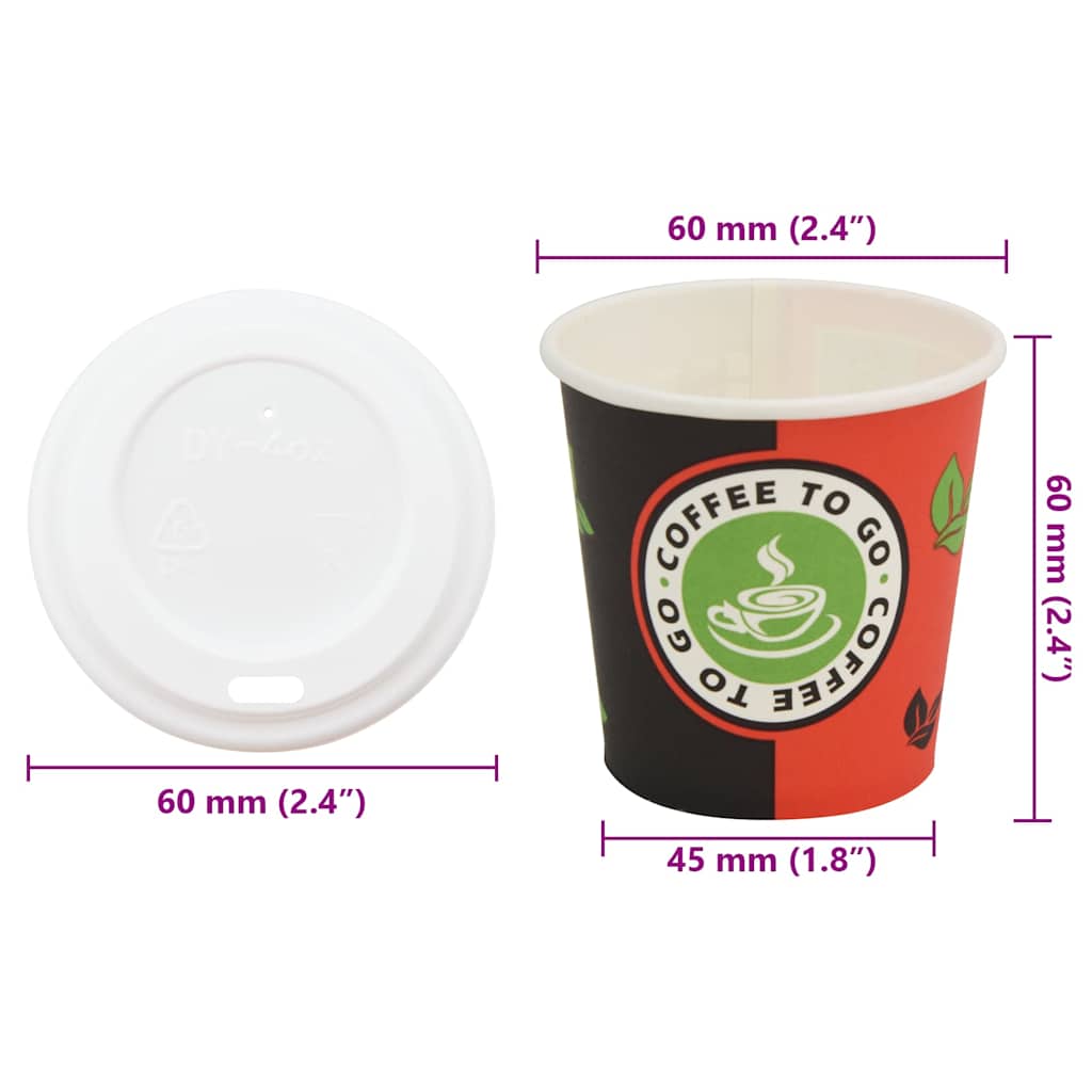 Papirnate šalice za kavu s poklopcem 1000 kom 4 oz 120 ml