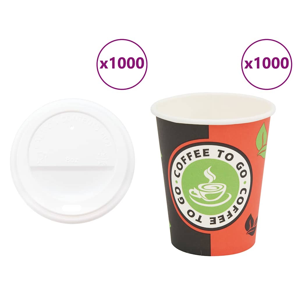 papirnate šalice za kavu s poklopcem 1000 kom 8 oz 240 ml