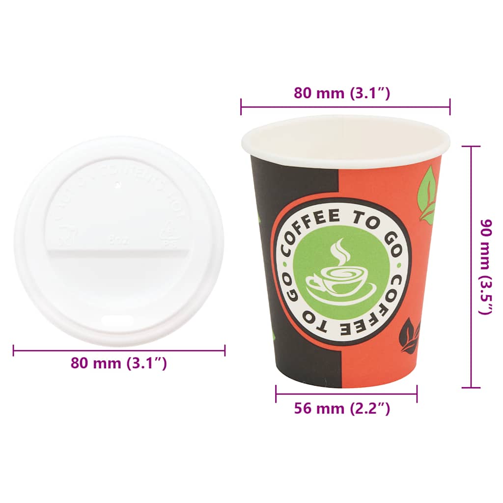 papirnate šalice za kavu s poklopcem 1000 kom 8 oz 240 ml
