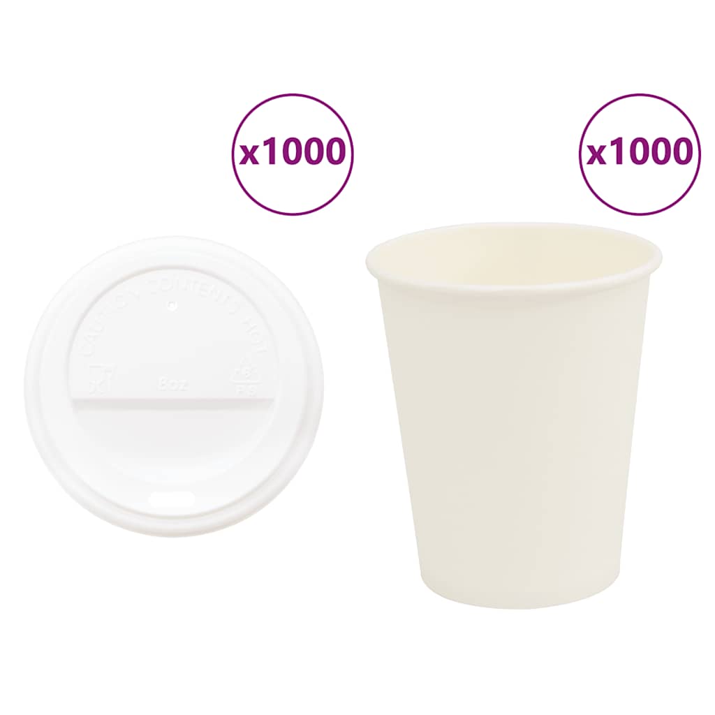 papirnate šalice za kavu s poklopcima 1000 kom 8 oz 200 ml