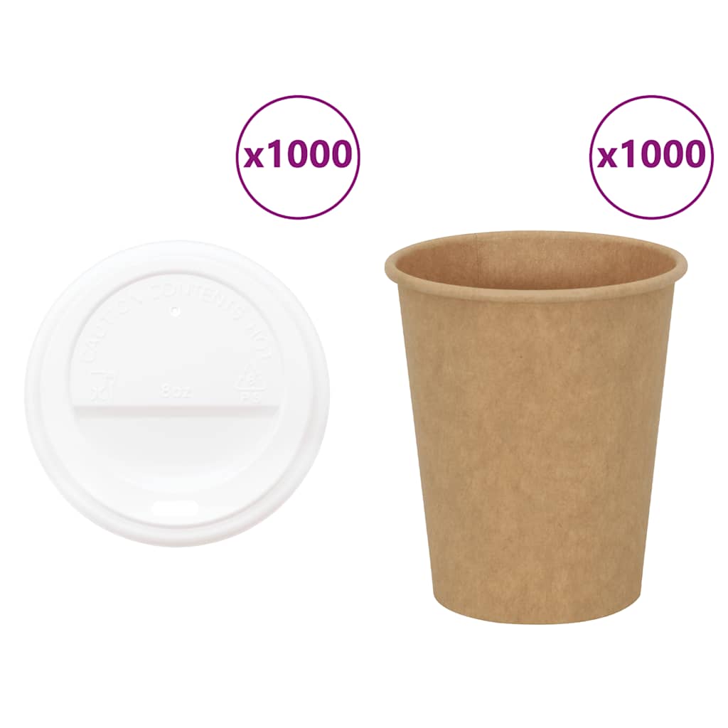 papirnate šalice za kavu s poklopcima 1000 kom 8 oz 200 ml