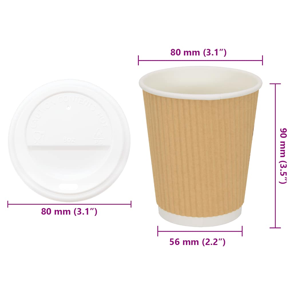 papirnate šalice za kavu s poklopcima 1000 kom 8 oz 200 ml
