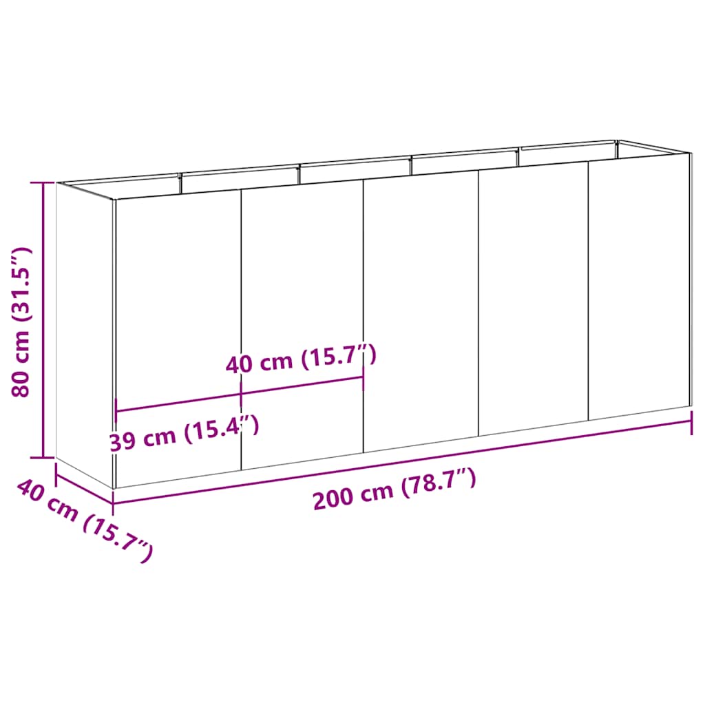 Sadilica crna 200x40x80 cm od hladno valjanog čelika