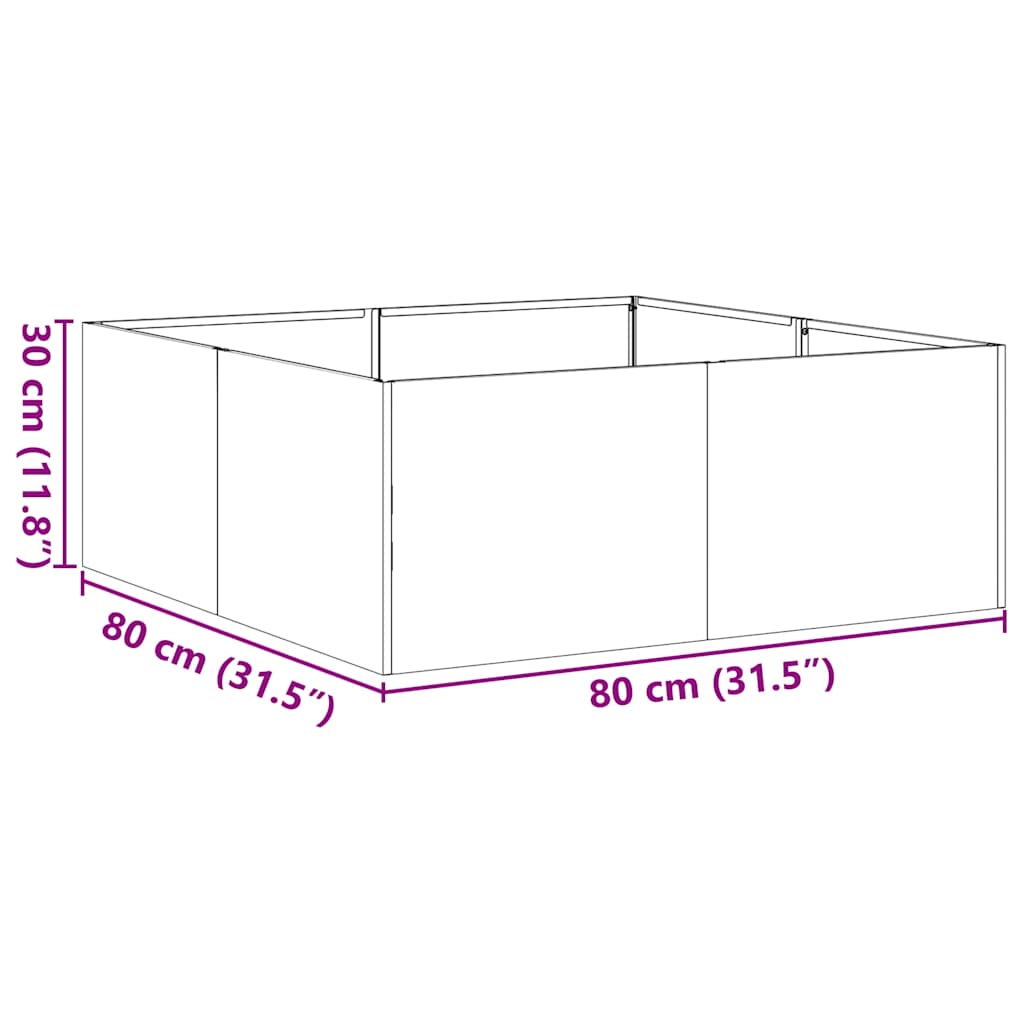 Sadilica antracit 80x80x30 cm od čelika