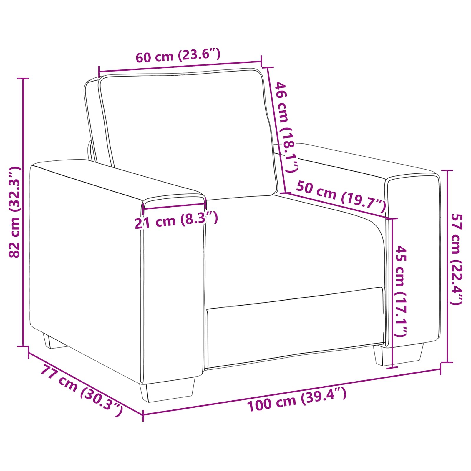 Sofa 3 pcs Bež 221 x 80 x 82 cm Platnasta tkanina