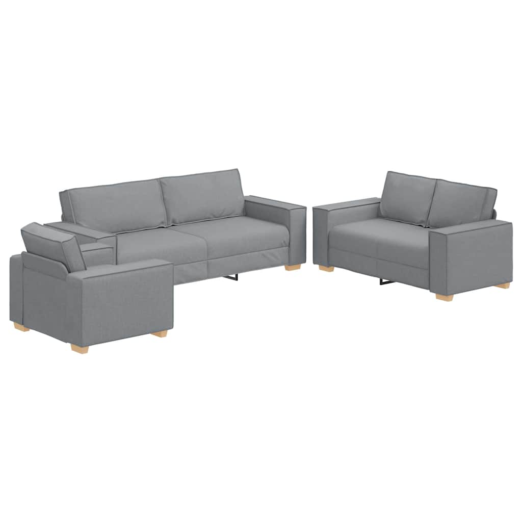 Sofa 3 pcs Svijetlo siva 220 x 80 x 84 cm Platnasta tkanina