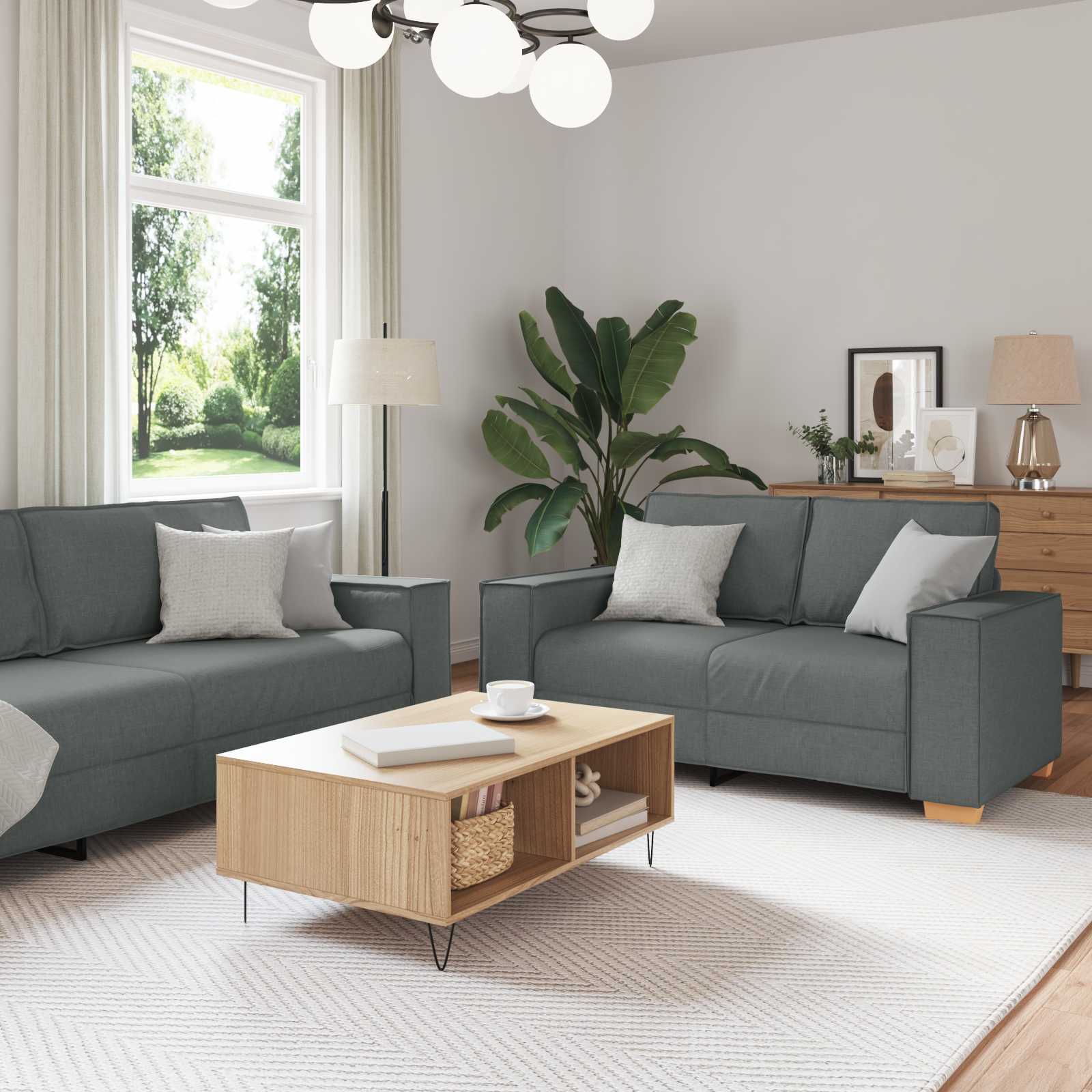 Sofa 3 pcs Tamno siva 220 x 80 x 84 cm Platnasta tkanina
