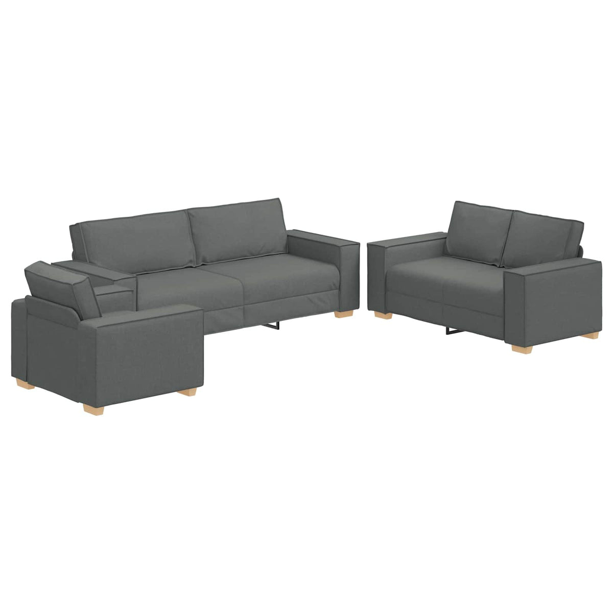 Sofa 3 pcs Tamno siva 220 x 80 x 84 cm Platnasta tkanina