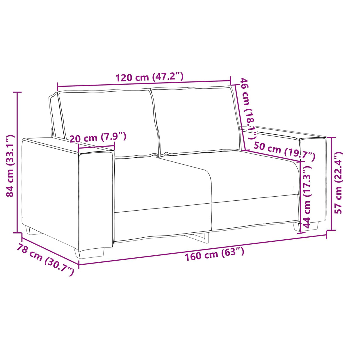 Sofa 3 pcs Tamno siva 220 x 80 x 84 cm Platnasta tkanina