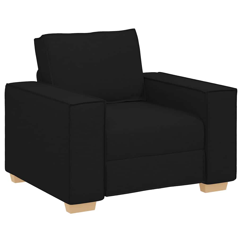 Sofa 3 pcs Crna 220 x 80 x 84 cm Platnasta tkanina