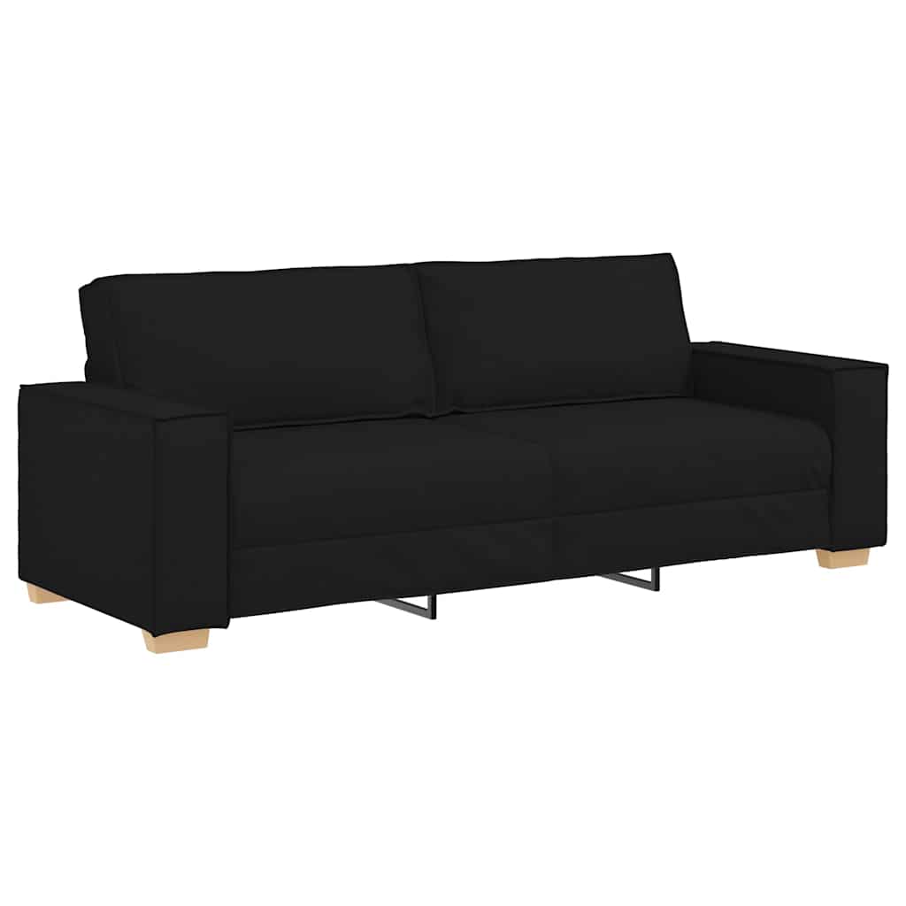 Sofa 3 pcs Crna 220 x 80 x 84 cm Platnasta tkanina