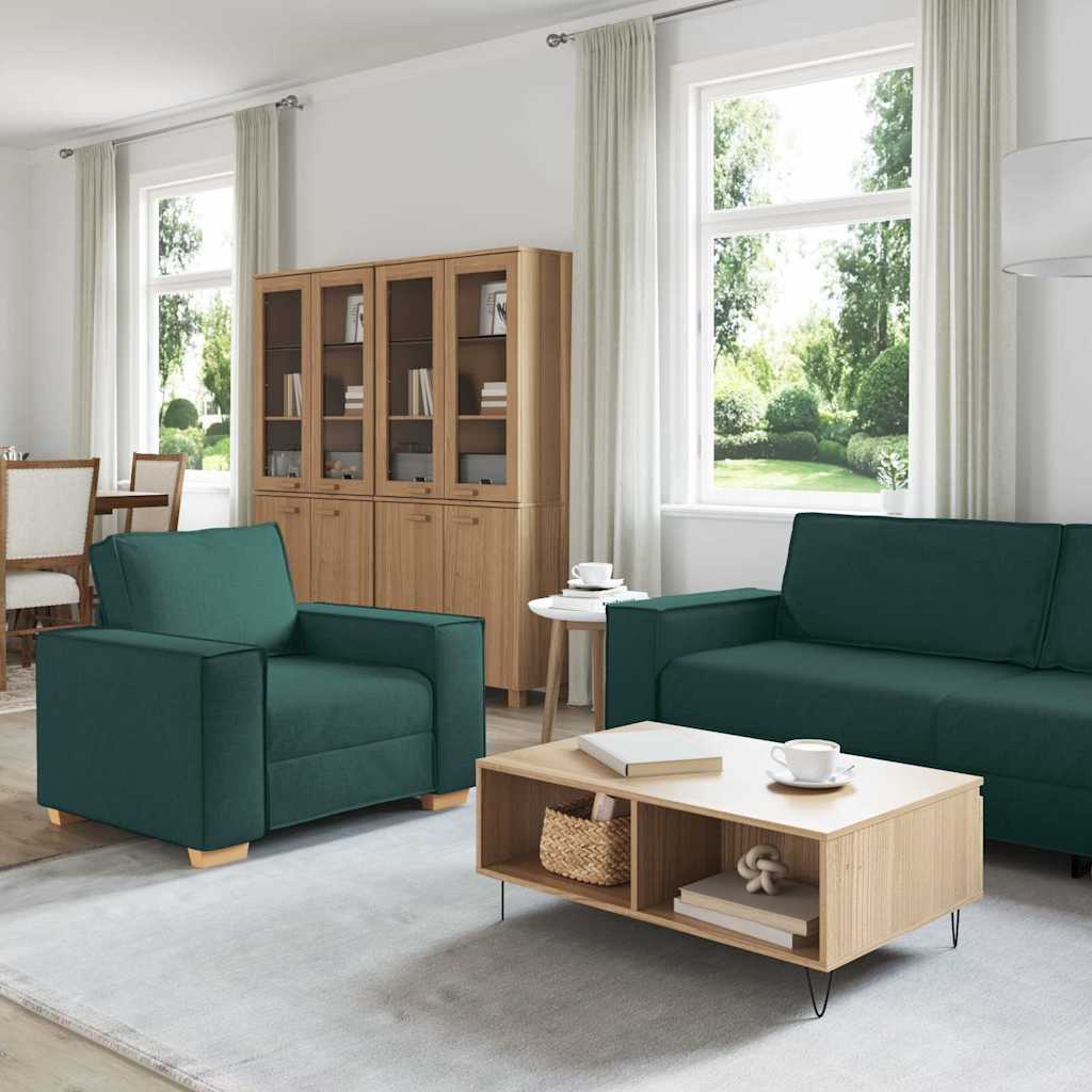 Sofa 3 pcs Tamnozelena 220 x 80 x 84 cm Platnasta tkanina
