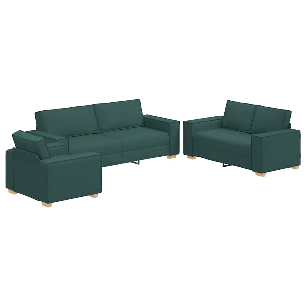 Sofa 3 pcs Tamnozelena 220 x 80 x 84 cm Platnasta tkanina