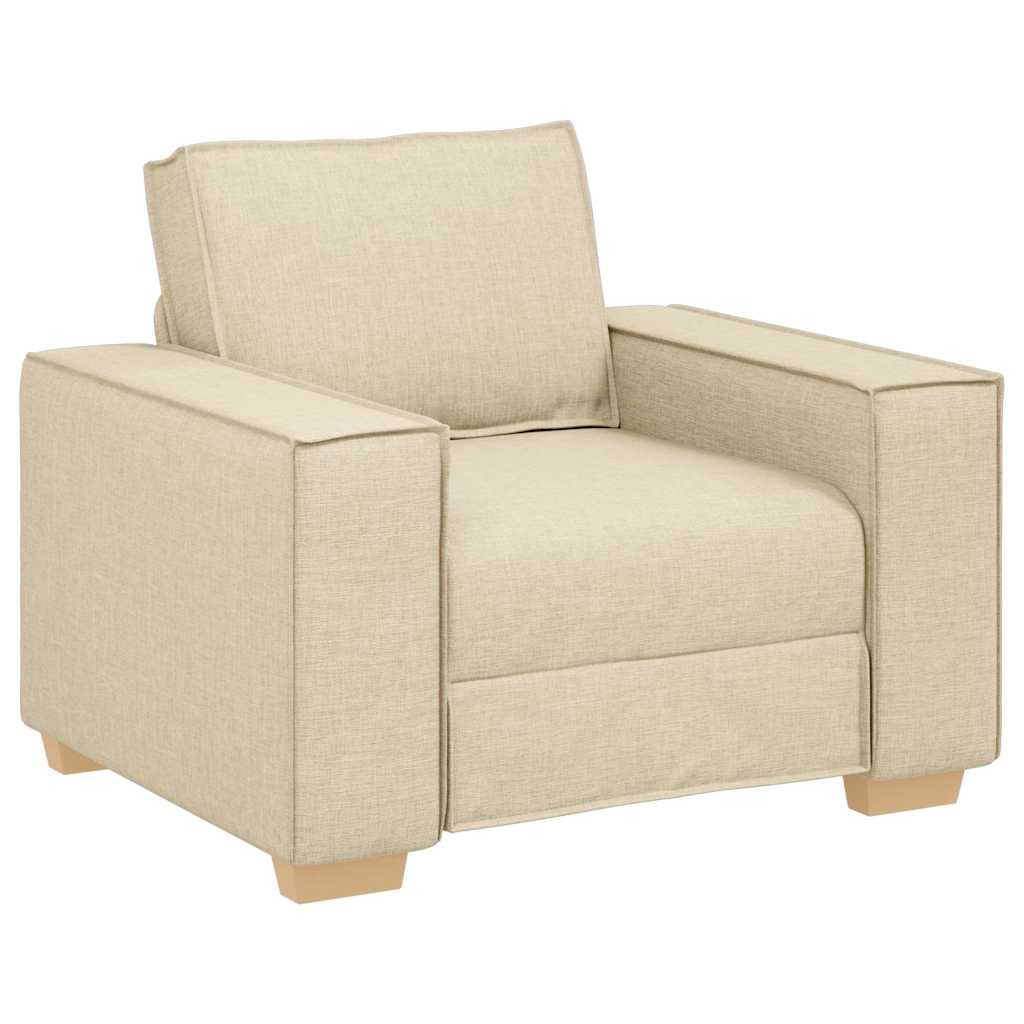 Sofa 3 pcs Krema 220 x 80 x 84 cm Platnasta tkanina