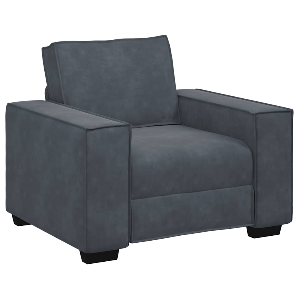 3-dijelni set sofa s jastucima, tamno sivi baršun