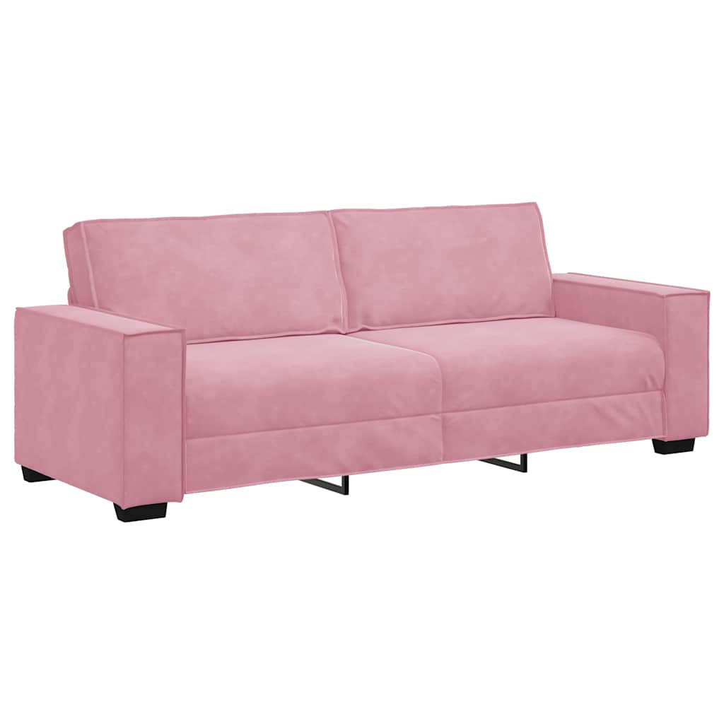 3-dijelni set sofa s jastucima, ružičasti baršun