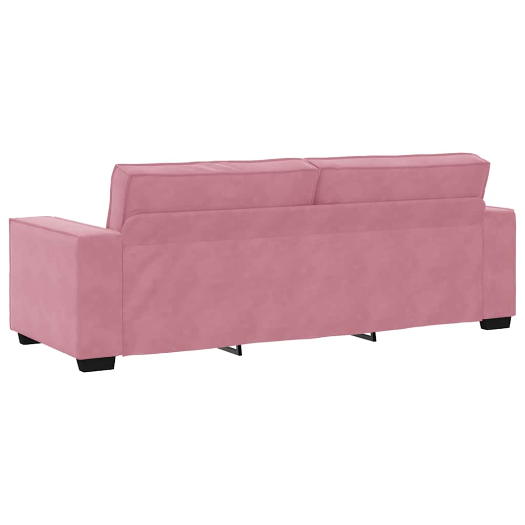 3-dijelni set sofa s jastucima, ružičasti baršun