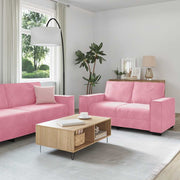 3-dijelni set sofa s jastucima, ružičasti baršun