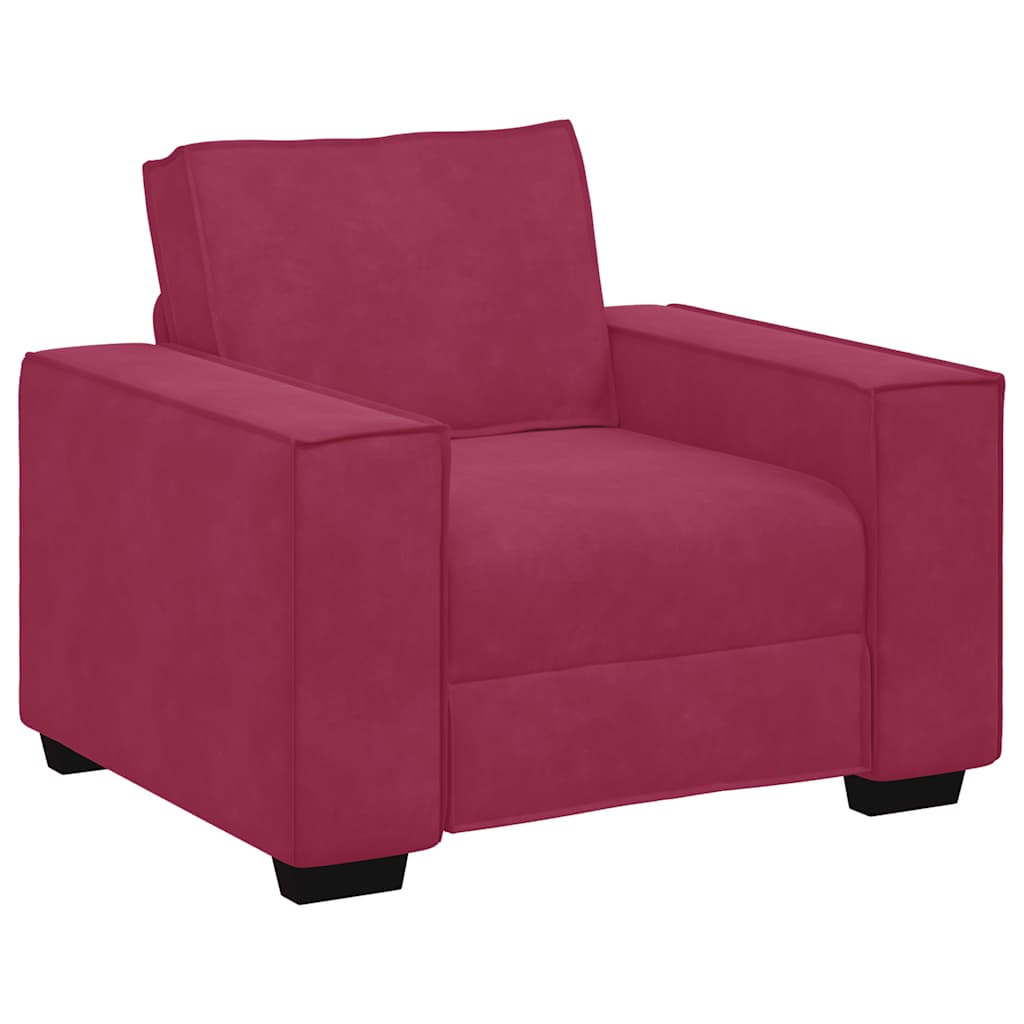 3-dijelni set sofa s jastucima, vinsko crveni baršun