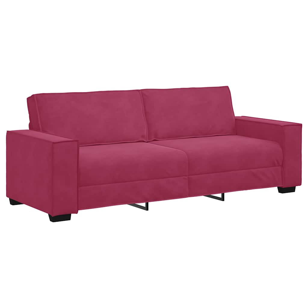 3-dijelni set sofa s jastucima, vinsko crveni baršun