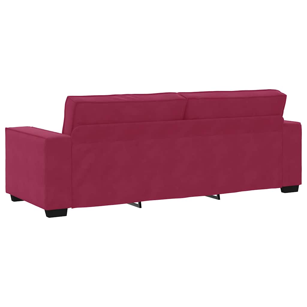 3-dijelni set sofa s jastucima, vinsko crveni baršun
